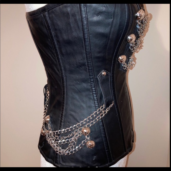 ✠ SteAmPuNk Vegan Leather Chain Corset ✠ - Picture 3 of 4